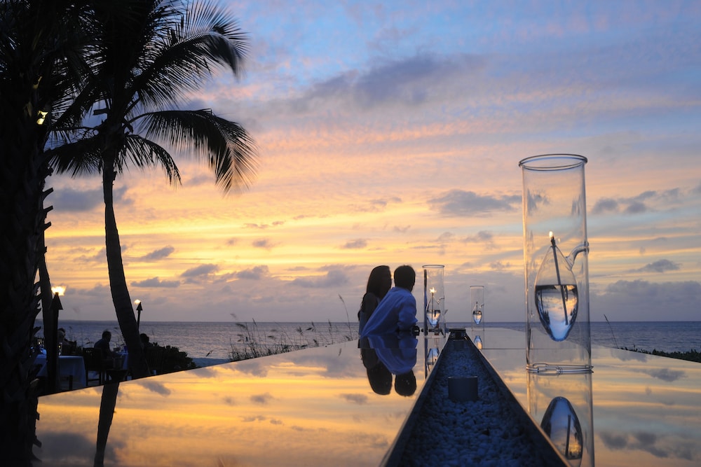 The beachfront pool deck at Grace Bay Club, Turks and Caicos