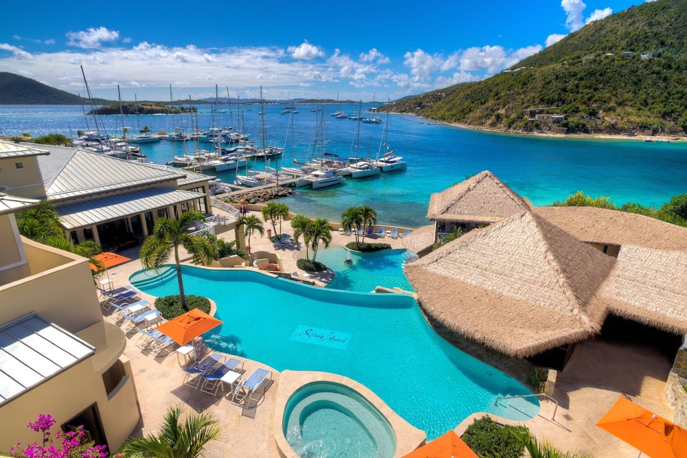 The marina and beachfront villas at Scrub Island Resort, Spa & Marina, British Virgin Islands